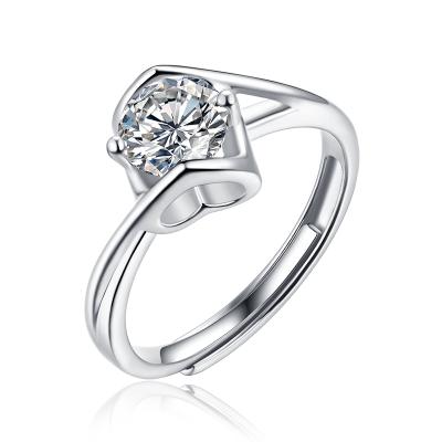 China Charming Angel's Kiss S925 Silver Mossang Silver Diamond Classic Century Old Ring for sale