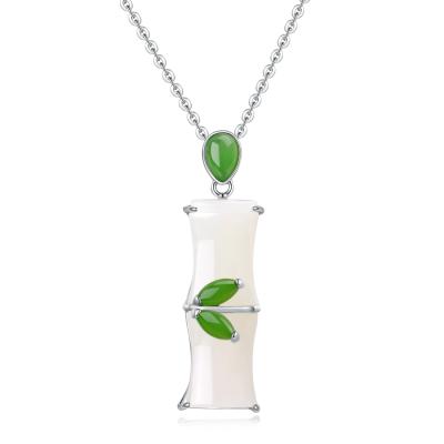 China Hetian Delicate White Jade Rising Silver S925 Necklace for sale