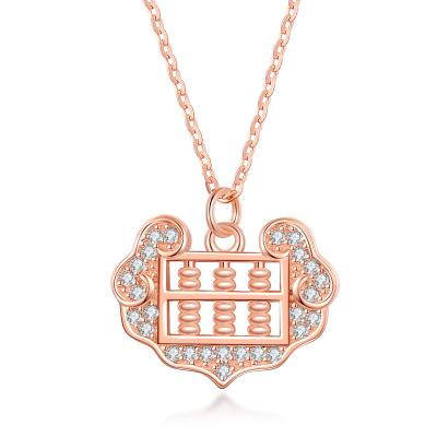 China Fashion Unique Rose Gold Ruyi Abacus S925 Sterling Silver Necklace for sale