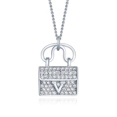 China Fashion Silver V-shaped Necklace Luxury Handbag Pendant Necklace Female Jewelry for sale