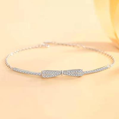 China Fashion S925 Sterling Silver Adjustable Bow Bracelet for sale