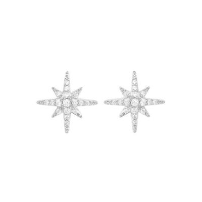 China Delicate Shining Six-pointed Silver Star S925 Earrings for sale