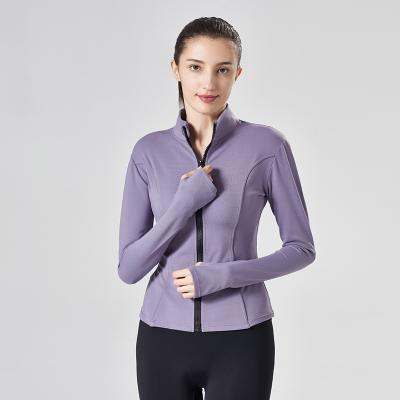 China Long Sleeve Zipper Breathable Crop Top With Zipper Gym Fitness Wear Women Workout Yoga Active Sports Jacket for sale