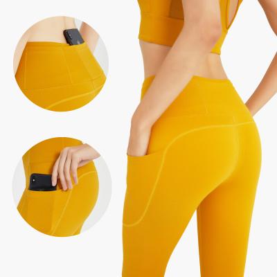 China Breathable Women High Waist Sports Gaiters Gym Wear Yoga Fitness Panties With Pocket for sale