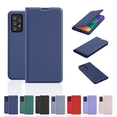 China Shockproof Magnetic Soft Leather Mobile Phone Cover Wallet Card Holder Tpu Case For Samsung A52 for sale