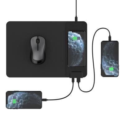 China Wireless Mousepad Desk Pad 15w QI Charging Pad Wireless Charging Mouse Pad 2 in 1 for sale