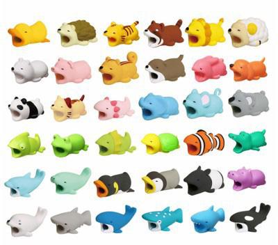 China USB Cute Animal Mobile Data Cartoon Cell Shape Cartoon Cable Animal Bite For iPhone Cable Protector Bite for sale