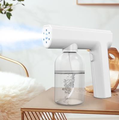 China Handheld Size/Lightweight Handheld Blue Light Disinfect Spray Gun Nano Mist Sprayer Launch Cordless Nano Spray Atomizer for sale