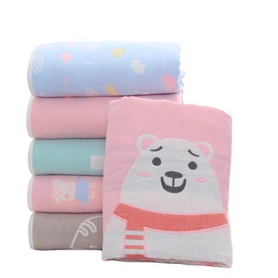 China Sustainable Manufacturer 100% Cotton Kids Professional Six-Layer Gauze Jacquard Bath Towel for sale