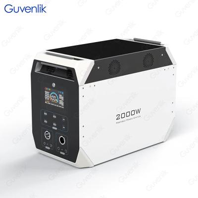 China Guvenlik High Capacity 2000w Power Bank LiFePO4 Wireless Power Station Charging Solar Generator for Emergency Camping for sale