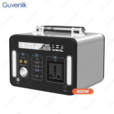 China Guvenlik 500W Europe Cordless Charging Plug Off Grid Backup Generator LiFePO4 Solar Battery Portable Power Station with Solar Panel for sale