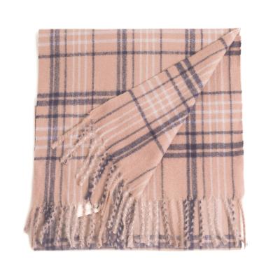 China American Winter Autumn American Winter Blend Polyester Cotton White Stripe Plaid Fashion Style Fringe Silky Warm Neck Scarf With Cashmere Feeling for sale