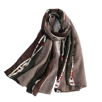 China Newest European Stylish Good Heat Preservation Design Swallow Hoop And Graffiti Pattern Shawl, Fabric Ployester Lengthening Scarves for sale