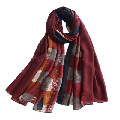 China Good Heat Preservation Made In Zhejiang No Middleman Top Quality OEM ODM Printed Soft Ployester Wraps , Classic Colorful Plaid Monogram Female Scarves for sale