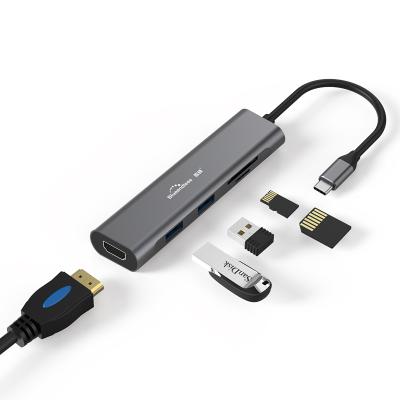 China Overcurrent Blueendless type c adapter 5 in 1 usb c hub usb c hub usb hub card reader for sale