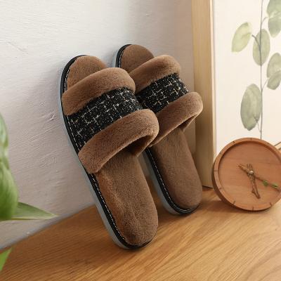 China Wholesale Customized Fashion Trend Woman Slipper Warm Autumn Winter Soft Leather Home Slippers For Home for sale