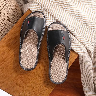 China Factory Price Wholesale Customized Lightweight Mens Summer Home Slipper Sheepskin Boys Leather Slides for sale