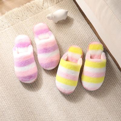 China New Cute Mixed Colorful Thermal Fashion Children Rabbit Fur Slapping Child Home Bedroom Children Slippers for sale