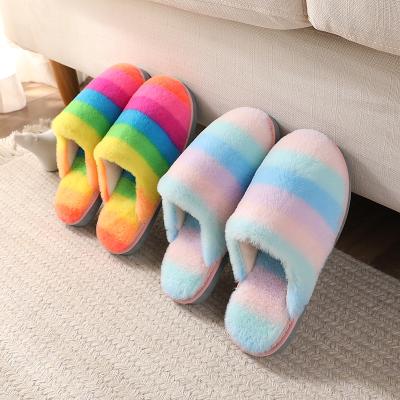 China 2022 Rabbit Fur Fluffy Plush Fleece Children's Slipper Home Bedroom Girls Thermal Cute Slippers for Wholesales for sale