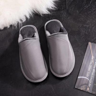 China Fashion Trend Color Leather Soft Home Anti-Slippery Slippers For Women Bedroom Winter Indoor Waterproof Slipper for sale