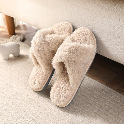 China Fashion Trend Wholesales Custom Made Fluffy Winter Warm Fluffy Wool Faux Fur Slipper for Women and Ladies for sale