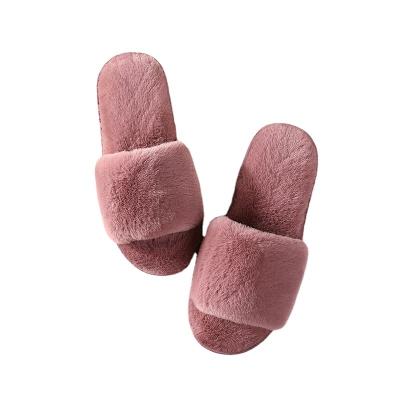 China Direct Famous Brands Women Fashion Trend Factory Designer Faux Fluffy Wool Rabbit Fur Warm Bedroom Home Slipper for sale