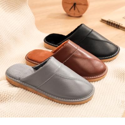 China Fashion real leather warm comfortable men's autumn waterproof slipper custom made wholesale china fur raincoats for sale