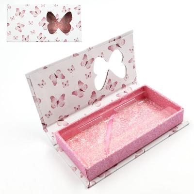 China Recycled Materials Create Your Own Brand Full Band Eye Lash Box 3D Mink Pink Square Eyelash Packaging Private Label Butterfly for sale