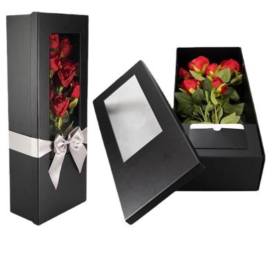 China Factory Fashionable Stain Creative Universal Amazon Custom Printed Flower Folded Paper Gift Box With Windows for sale