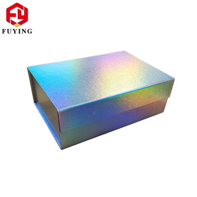 China Beautiful China Custom Printed Caja De Papel Logo Silver Holographic Cosmetic Gift Clothes Foldable Magnetic Packaging Paper Box for sale