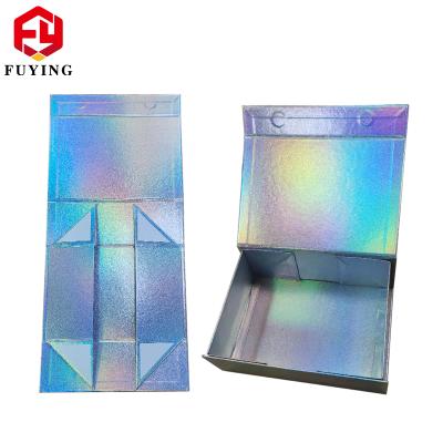 China Custom Recyclable Luxury Holographic Hair Shoe Cardboard Ad Gift Magnetic Folding Packaging Paper Box With Logo for sale