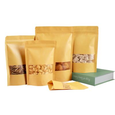 China Wholesale Self-Seal Beverage Zipper Tape Wholesale Self-Sealing Beef Tea Food Brown Kraft Paper Custom Packaging Paper Bag for sale