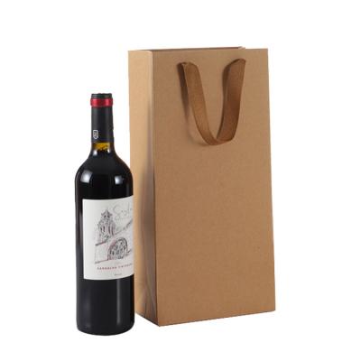 China Factory Direct Custom Logo Beverage Fashion Single And Double Wine Thicken Kraft Paper Bag for sale