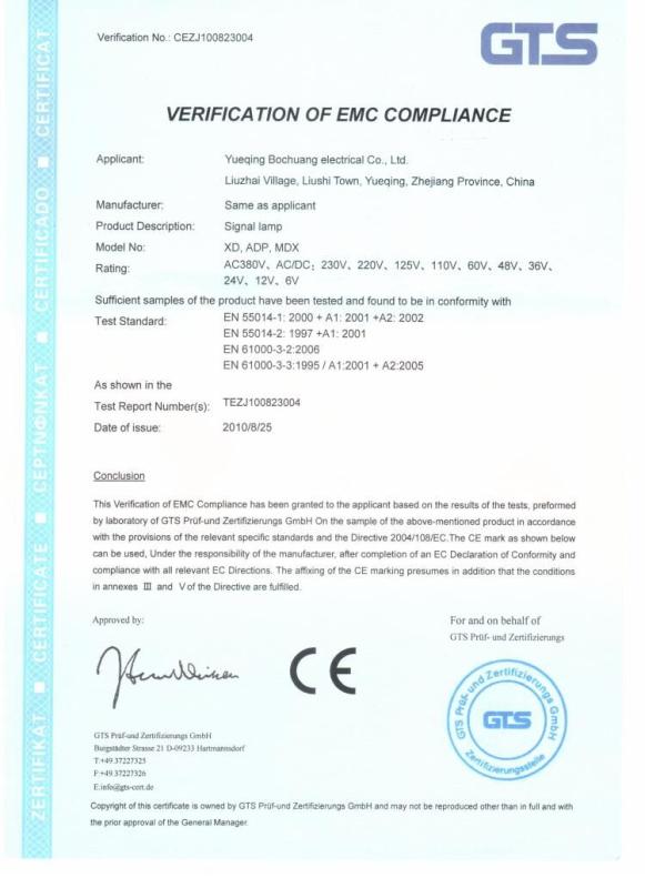 CE - Yueqing Bochuang Electronic Co., Ltd.