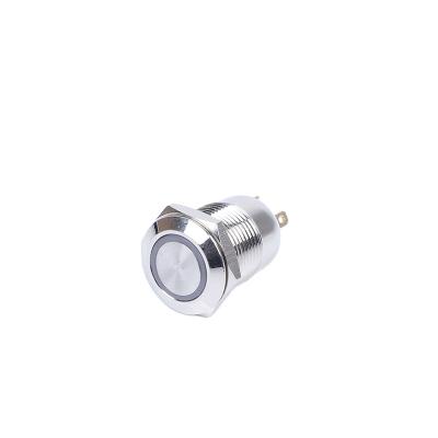 China Stainless Steel 12mm Diameter Doorbell Led Metal 12v Momentary 24v No GOLD Push Button Switch With Terminal Pins for sale