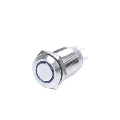 China IP67 2no2nc waterproof stainless steel ring led 12v 220v blue yellow red metal momentary push button switch with 8 terminals for sale