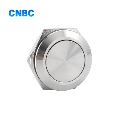 China High quality CNBC 19MM stainless steel momentary on off 1NO metal micro non-illuminated push button switch with 2pins for sale