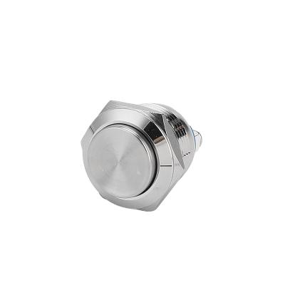 China Stainless steel 19mm 1NO on high round head momentary 220v reset doorbell metal push button switch with 2pin for sale