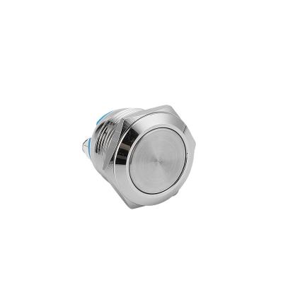 China Stainless steel 19mm 1NO non-illuminated reset on head 220v momentary high round metal push button switch with 2pin for sale