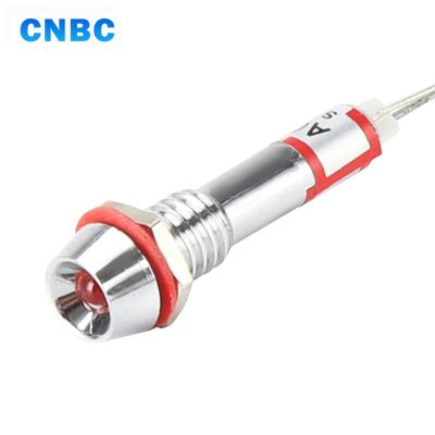 China Hot sale high quality 120v metal diameter mini CE red yellow led metal 6mm size led indicator light with pins for sale