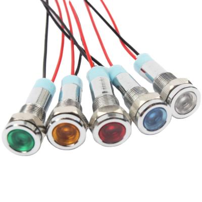 China Controller 6mm Installation Diameter Red 12v Metal Ignition Led Indicator Light With Wire Driving for sale