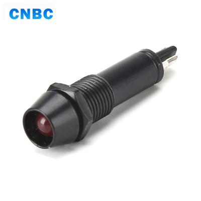 China Mini metal metal 8mm black shell red led green 12v 110v 220v led indicator light signal lamp with pins for sale