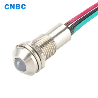 China Metal diameter 8mm diameter 12v 24v 220v bicolor metal led indicator light with cable for sale