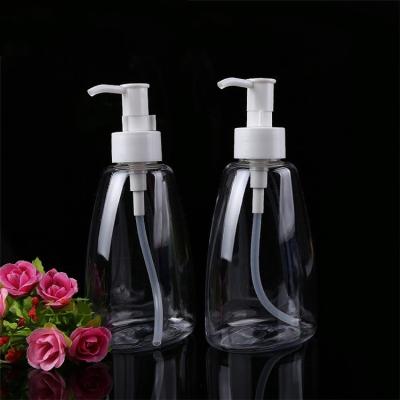 China 300ml cosmetic plastic transparent liquid soap pet bottle with lotion pump en venta