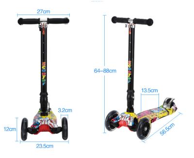 China Pu Wheel Flash Big Wheel 3 Wheel Kids Foldable Kick Scooter for sale