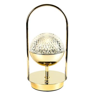 China USB Style Modern Metal LED Night Lights Touch Crystal Switch Dimming Decorative Warm White Light Wireless Rechargeable Table Lamp for sale