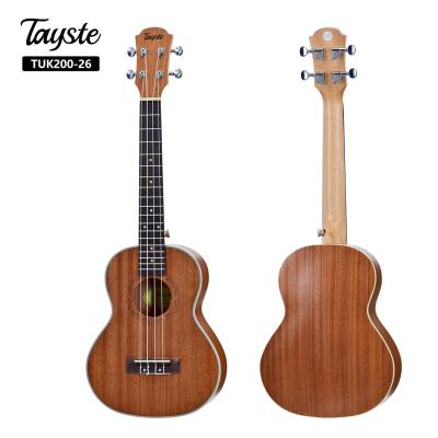 China Handmade Sapele Musical Instrument Wholesale Price Tayste Brand Soprano 26inch 4 Nylon String Ukulele OEM Normal On Sale for sale