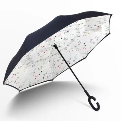 China Viable Wholesale Custom C Handle Reverse Invert Windproof Umbrella Cheap Price Reverse Umbrellas for sale