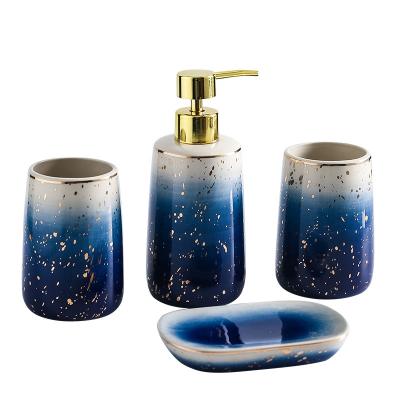 China Sustainable Top Quality 350Ml Modern Ceramic Bathroom Accessories Set for sale