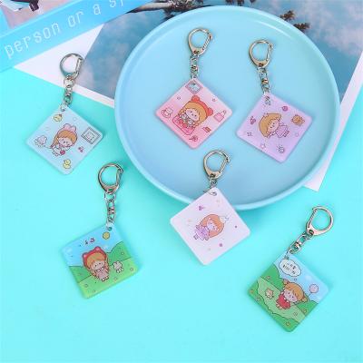 China Double-sided Cartoon Acrylic Key Chain Set Convenient Custom Acrylic Key Chain Hanging Jewelry Wholesale Cute Gift Girl School Bag Pendant for sale